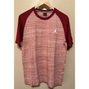 Jordan Air 2-Tone Red T Shirt Jumpman Flight Tee Pullover Short Sleeve Mens M